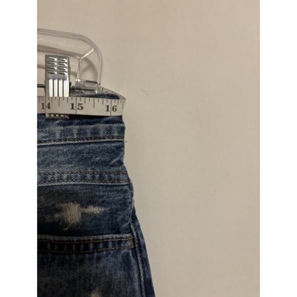 Madewell Denim Mini Skirt 30 Jean Blue Faded Distressed Aline Boho - Picture 8 of 8